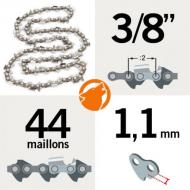 Pas: 3/8 LP - Jauge: 1.1mm - 44 Entraineurs Chaîne KERWOOD