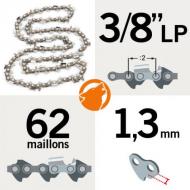 Pas: 3/8 LP - Jauge: 1.3mm - 62 Entraineurs Chaîne KERWOOD