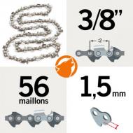 Pas: 3/8 - Jauge: 1.5mm - 56 Entraineurs Chaîne KERWOOD