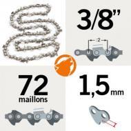 Pas: 3/8 - Jauge: 1.5mm - 72 Entraineurs Chaîne KERWOOD