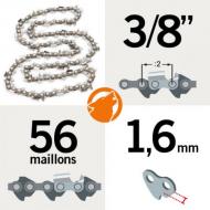 Pas: 3/8 - Jauge: 1.6mm - 56 Entraineurs Chaîne KERWOOD