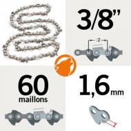 Pas: 3/8 - Jauge: 1.6mm - 60 Entraineurs Chaîne KERWOOD