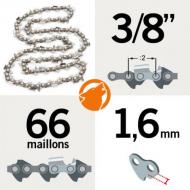 Pas: 3/8 - Jauge: 1.6mm - 66 Entraineurs Chaîne KERWOOD