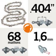 Pas: 0.404 - Jauge: 1.6mm - 68 Entraineurs Chaîne KERWOOD