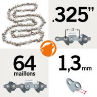 Pas: 0.325 - Jauge: 1.3mm - 64 Entraineurs Chaîne KERWOOD