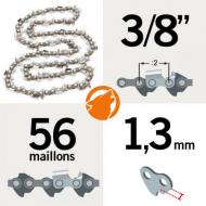 Pas: 3/8 - Jauge: 1.3mm - 56 Entraineurs Chaîne KERWOOD