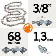 Pas: 3/8 - Jauge: 1.3mm - 68 Entraineurs Chaîne KERWOOD